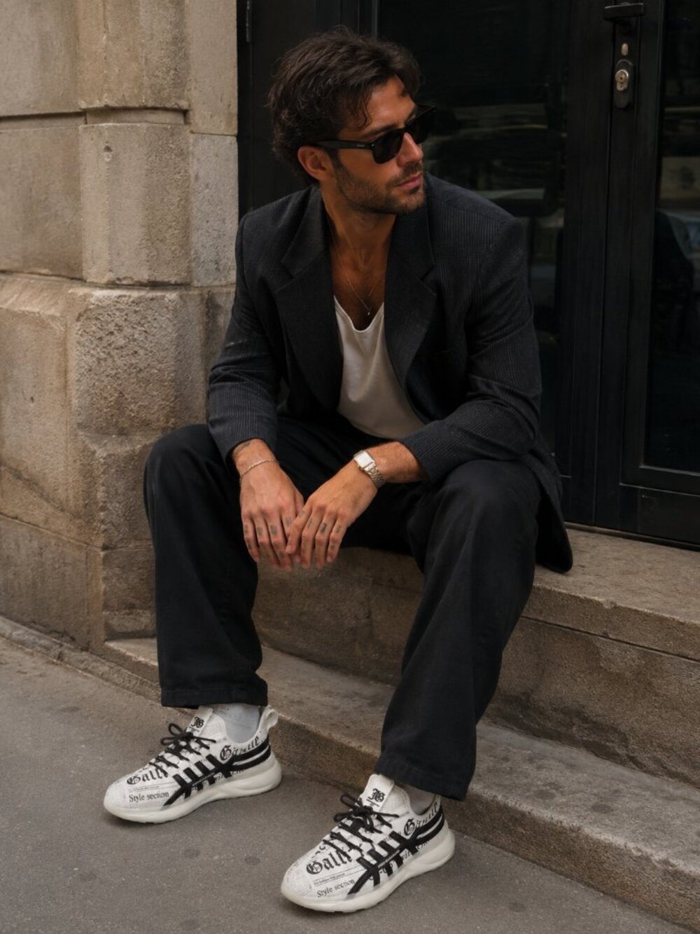 Iconic John Galliano Newsprint Gazette Runners - Men's Size 44